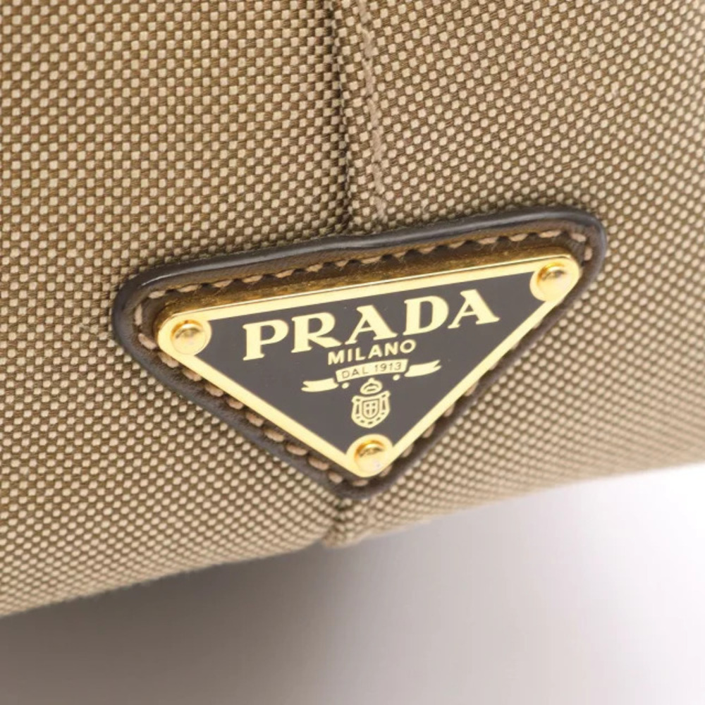 Prada Leather Brown JACQUARD Canvas Handbag - Picture 5 of 9